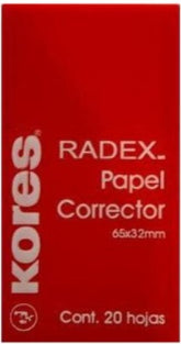 Corrector p/Máquina Radex Rojo c/20 Blanco 65×32mm Kores® 091 Estuche 7501037006704