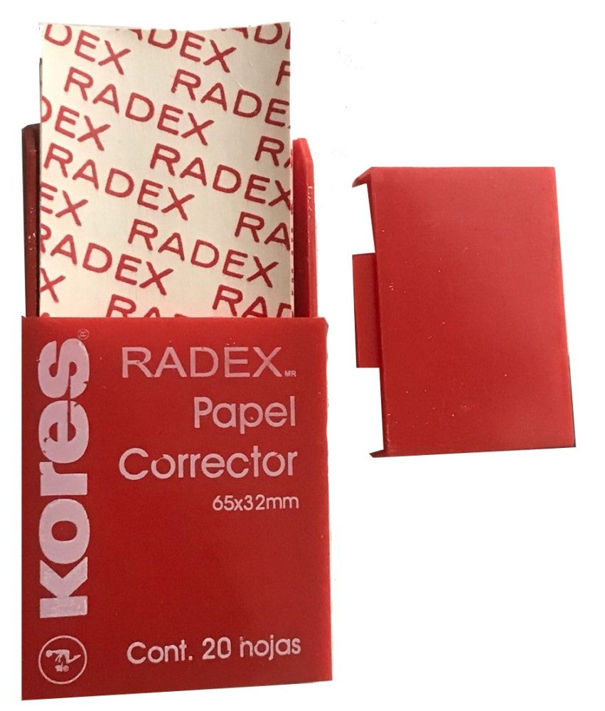 Corrector p/Máquina Radex Rojo c/20 Blanco 65×32mm Kores® 091 Estuche 7501037006704 2