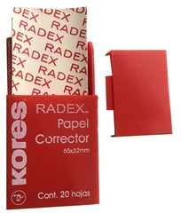 Corrector p/Máquina Radex Rojo c/20 Blanco 65×32mm Kores® 091 Estuche 7501037006704 2