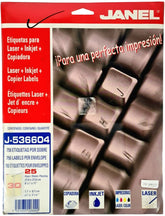 Etiqueta p/Impresora Fólder c/750 30 × Hoja 25hjs Amarillo 2/3×3-7/16 Janel® J-5366-04 Sobre 7501035