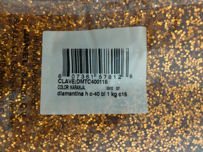 Diamantina Hexagonal C-40 1kg Naranja 16 Janel® DMTC400116 Bolsa 607361578126 02