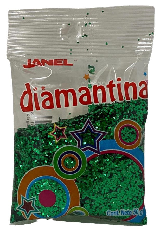 Diamantina Hexagonal C-40 50g Verde Bandera13 Janel® D50C400113 Bolsa 607361572513 01
