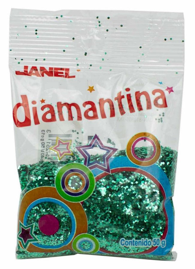 Diamantina Hexagonal C-40 50g Verde Bandera13 Janel® D50C400113 Bolsa 607361572513 02