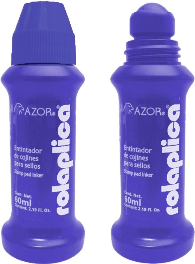 Tinta p/Sellos Rolaplica Azul 60ml AZOR® 587AZ Pieza 7501428700518 01