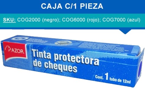 Tinta p/Sellos p/Folidora/Protectora Azul 12ml AZOR® COG7000 Pieza 7501449715706 01