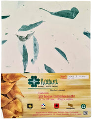 Papel Hecho a Mano Crema c/Hoja Verde 185g c/20 Hojas Carta Nattura® PEX1+205 Paquete 01