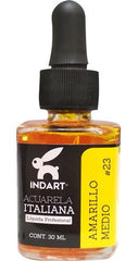 Pintura Acuarela Liquida Italiana Vidrio 30ml Amarillo Medio 023 INDART® PIALV03023 Frasco 750185899