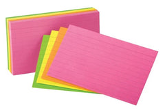 Tarjeta Índice Rayada Paquete c/100 Colores Neón(4) 3×5" Oxford® 40279 Paquete 78787402799 03