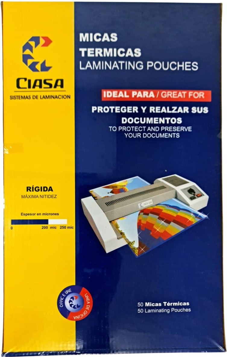 Mica p/Laminadora Oficio c/50 200 Micrones 229×368mm Ciasa® 2036 Caja 785640003092 02