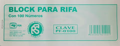 Block Boletos p/Rifa c/Folio c/100 7.2×21.5cm Poliformas® PF-0100 [Pieza] 9230092301001