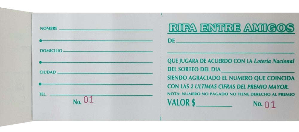 Block Boletos p/Rifa c/Folio c/100 7.2×21.5cm Poliformas® PF-0100 [Pieza] 9230092301001 2
