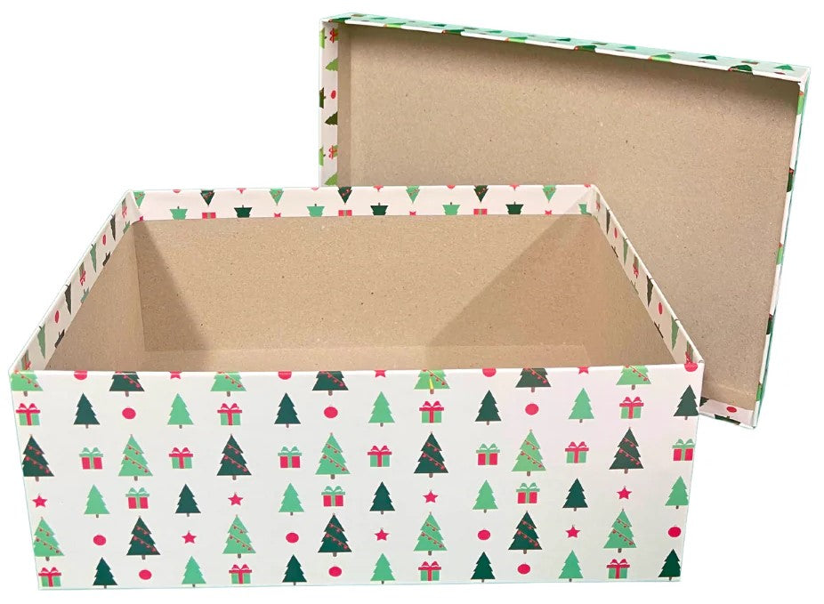 Caja Cartón Navidad Pinos Rígida 29×20×11cm DaccArT® [Pieza]