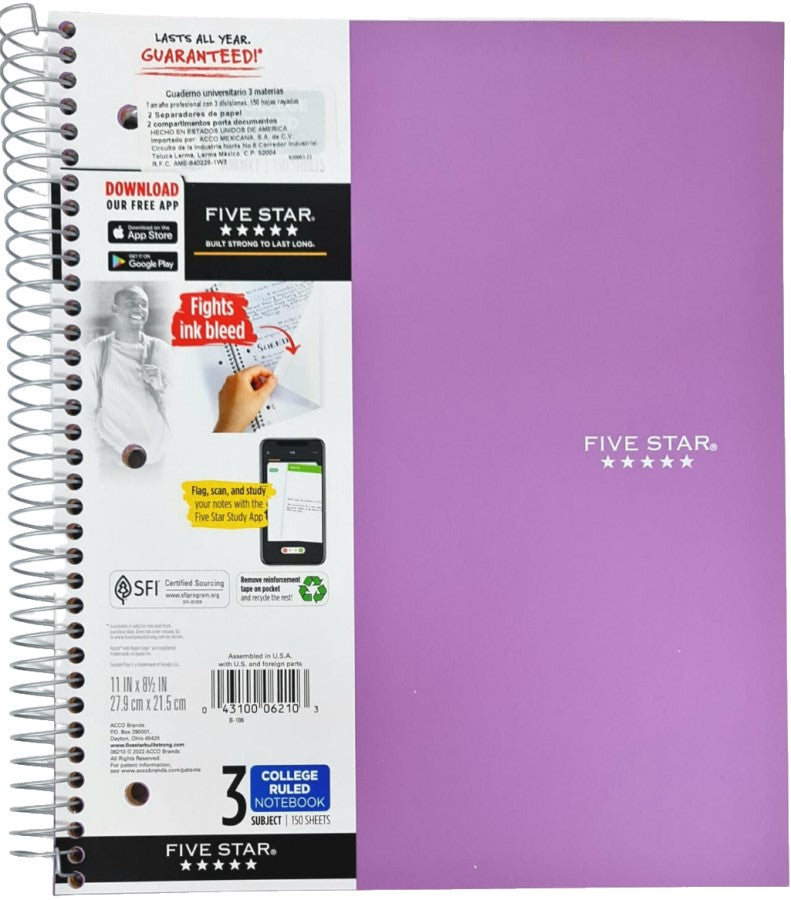 Cuaderno Profesional Espi FIVE STAR® 3 Materias 150 hojas Raya Mead® 820003-22 [Pieza] 43100062103 2