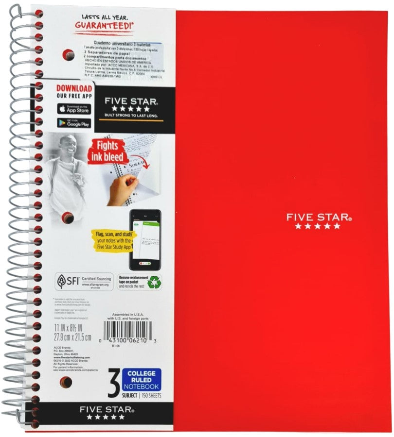 Cuaderno Profesional Espi FIVE STAR® 3 Materias 150 hojas Raya Mead® 820003-22 [Pieza] 43100062103 3