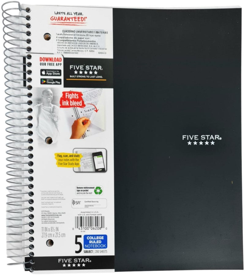 Cuaderno Profesional Espi FIVE STAR® 5 Materias 200 hojas Raya Mead® 820004-22 [Pieza] 43100062080