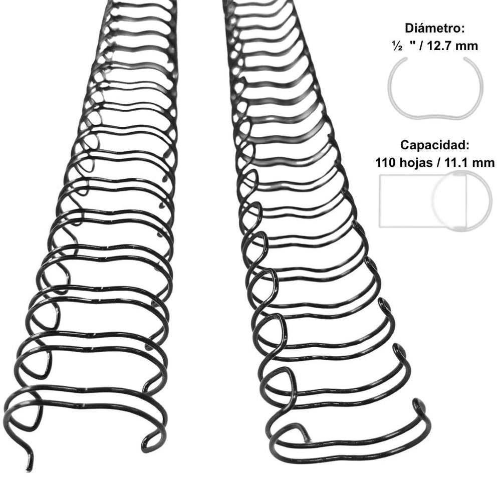 Arillo p/Engargo.metálico c/75 para 110 Hojas 3:1" Negro ½" OfficeEASE® A3108 Caja 7502224108553 01