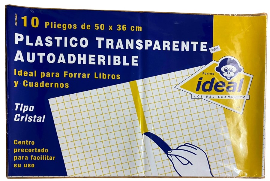 Papel Adhesivo Contac Cristal 75mic c/10 Transparente 50×36cm Ideal® Paquete 7501082179583