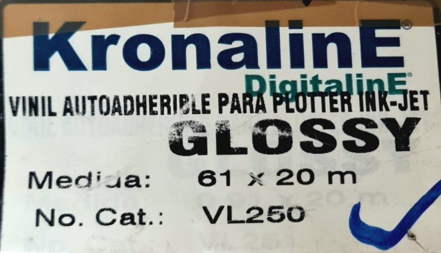 Vinil Rollo Inkjet Glossy N/2" .61×20m KronalinE® VL250 [Rollo] 792949232504 2