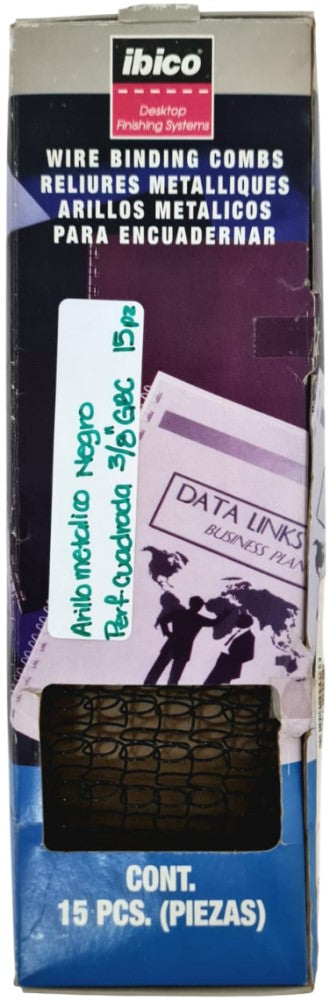 Arillo p/Engargo.metálico p/Rectangular 19 Aros ¤ Negro 3/8" c/15 ibico®GBC® [Caja] 7501493031319 3