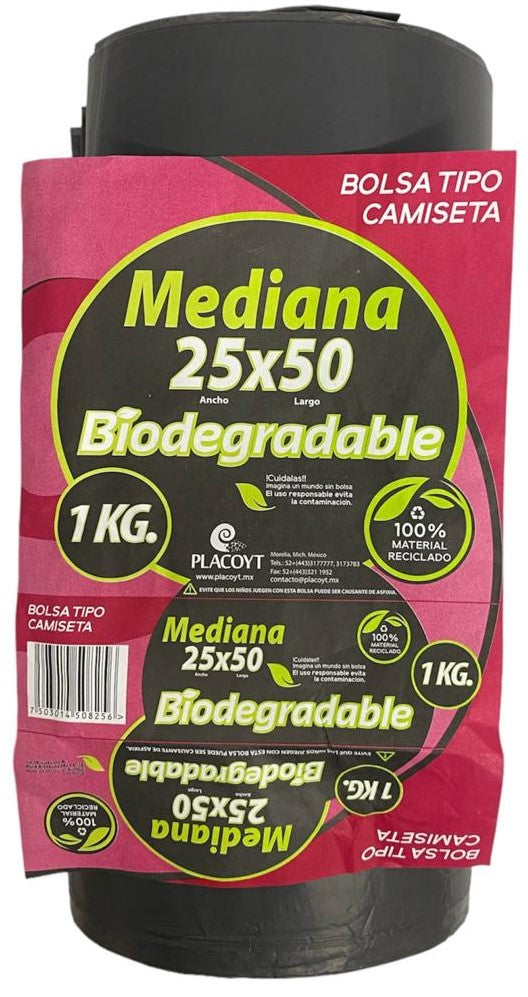 Bolsa Polietileno Camiseta Mediano Negro 25×50cm Pla [Kilo] 7503014508256