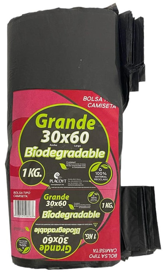 Bolsa Polietileno Camiseta Grande Negro 30×60cm Pla [Kilo] 7503014508263