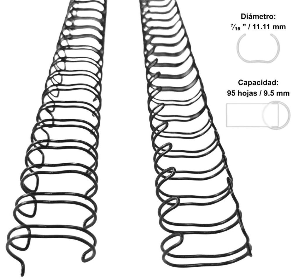 Arillo p/Engargo.metálico c/80 para 95 Hojas 3:1" Negro 7/16" OfficeEASE® A3107 Caja 7502224108546 0