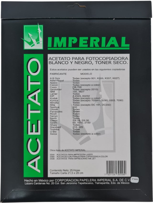 Acetato Xerográfico c/25 Carta Imperial® 0558 Caja 7501126305589 02