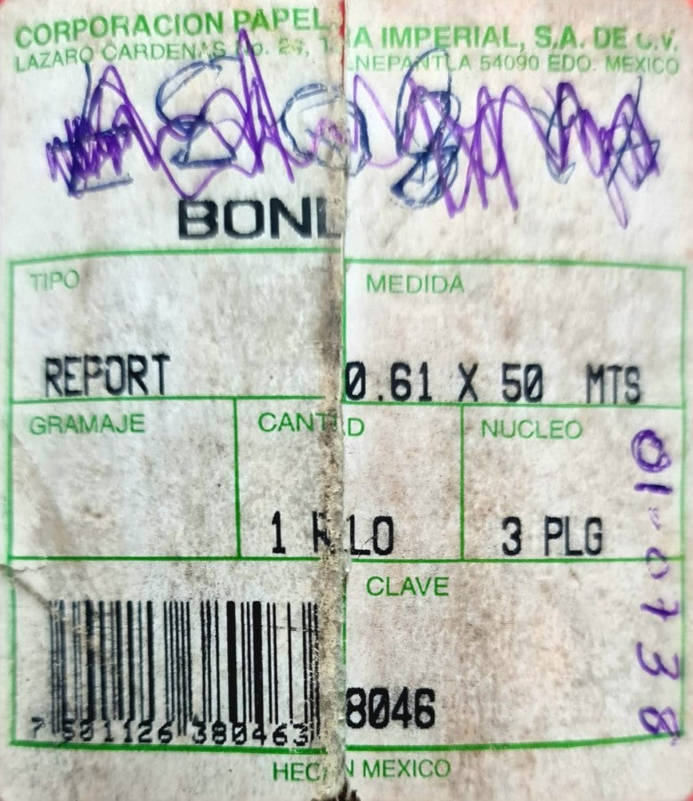 Bond Rollo p/Plotter Report 75 g/m² N/3" Blanco .61×50m Imperial® 8046 [Rollo] 7501126380463 Imagen principal del producto