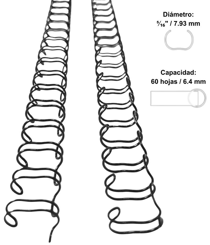 Arillo p/Engargo.metálico c/100 para 60 Hojas 3:1" Negro 5/16" OfficeEASE® A3105 Caja 7502224108522