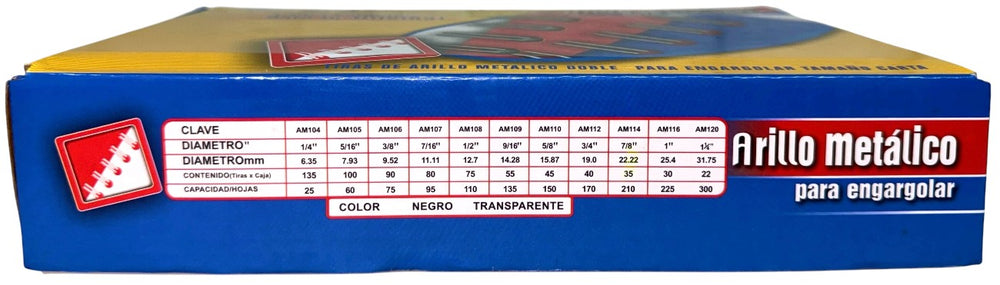 Arillo p/Engargo.metálico c/100 para 60 Hojas 3:1" Negro 5/16" OfficeEASE® A3105 Caja 7502224108522