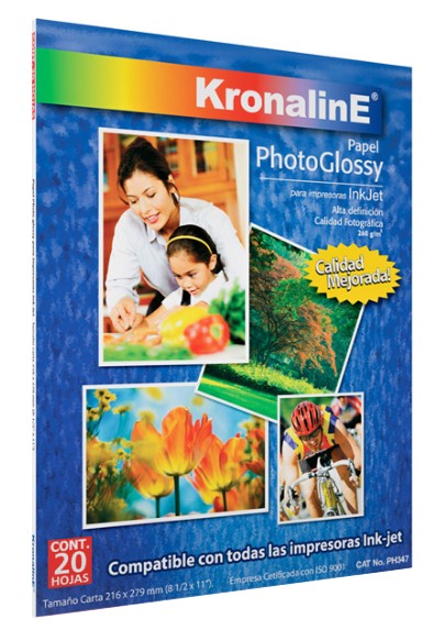 Papel Fotográfico Photoglossy Inkjet c/20 Carta 260g KronalinE® PH347 [Paquete]