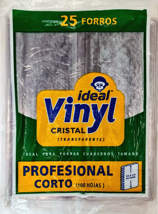 Forro p/Cuaderno Vinyl Profesional Corto c/25 Trasparente 26.6cm Ideal® 4014 [Bolsa] 7501082140149