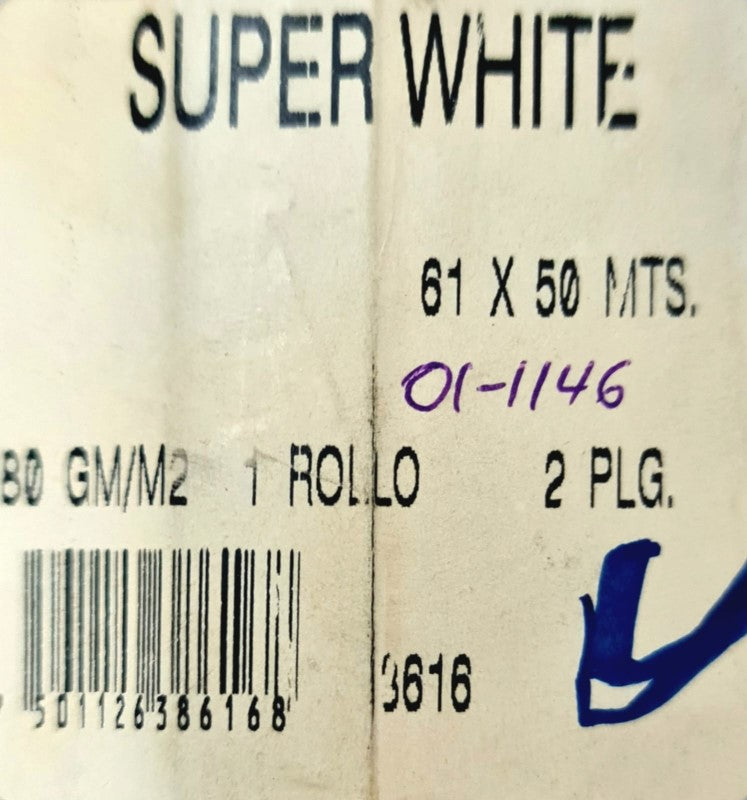 Bond Rollo p/Plotter Súper White 80 g/m² N/2" Blanco .61×50m Imperial® 3616 Rollo 7501126386168