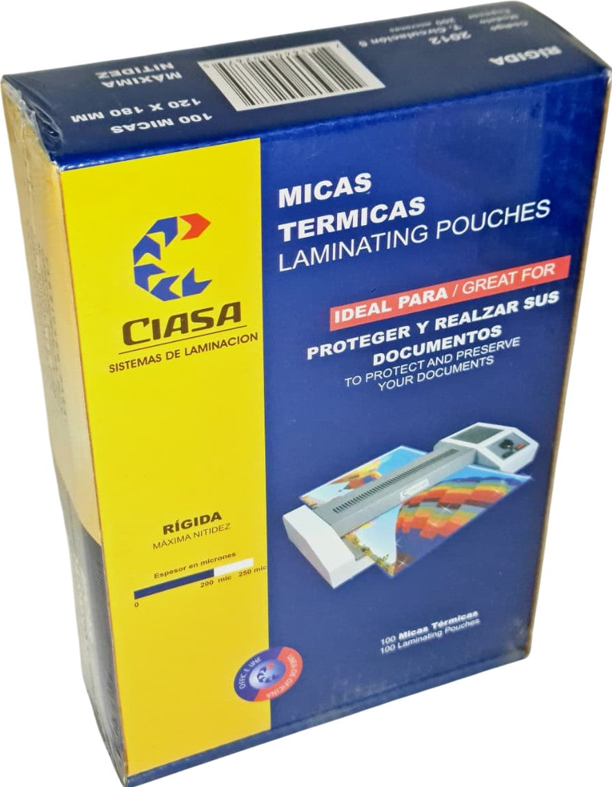 Mica p/Laminadora t/Circulación 5 T-201 c/100 200 Micrones 120×180mm Ciasa® 2012 Caja 785640002675 0