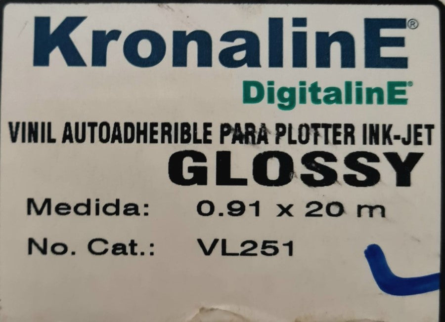 Vinil Rollo Inkjet Glossy N/2" .91×20m KronalinE® VL251 [Rollo] 792949232511 2