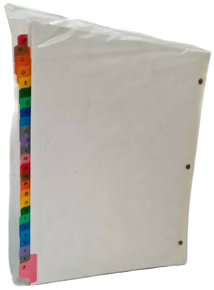 Separador Hojas p/Carpeta Alfabético A-Z c/26 Blanco colorTap Carta Proesa® Bolsa de plástico 06