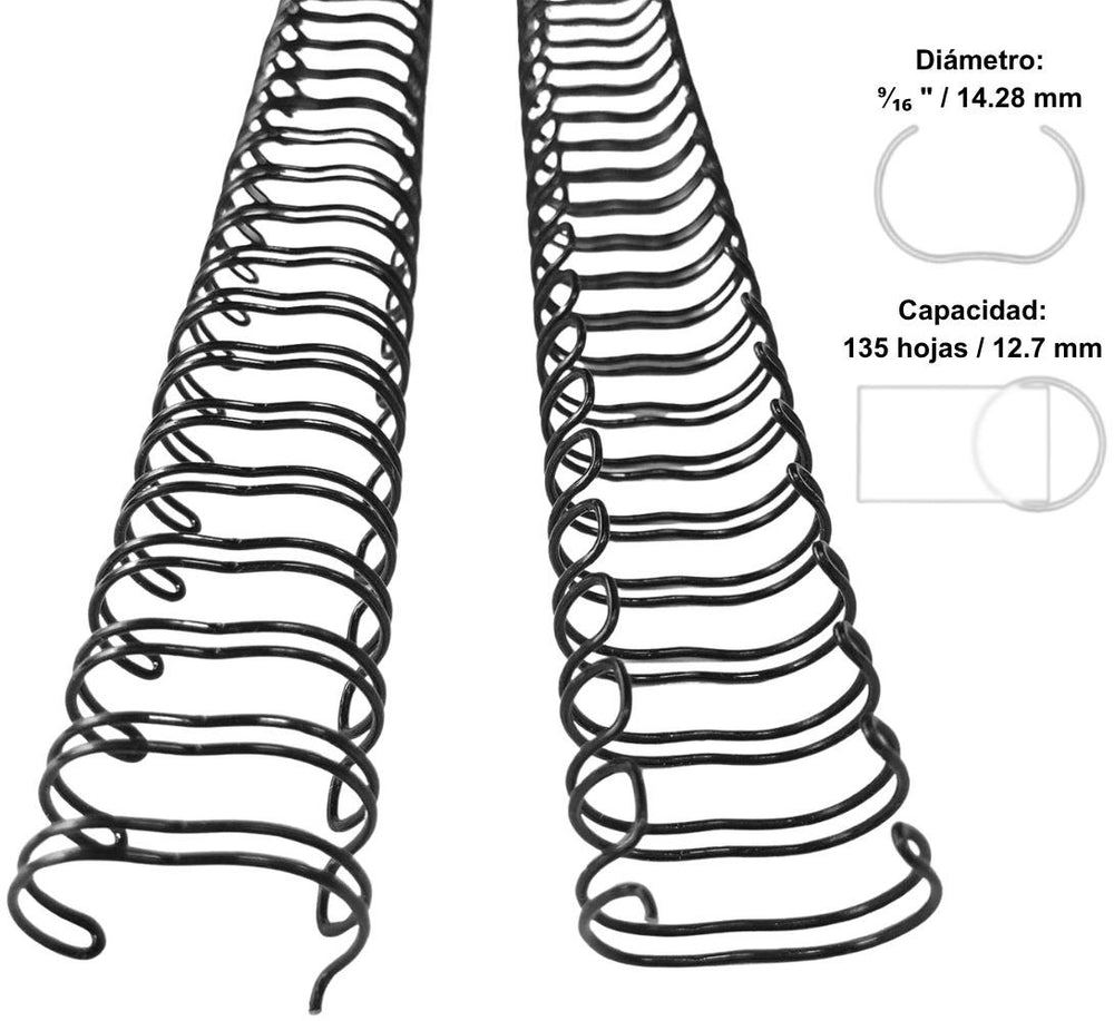 Arillo p/Engargo.metálico c/55 para 135 Hojas 3:1" Negro 9/16" OfficeEASE® A3109 Caja 7502224108560