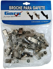Broche p/Gafete Caimán Metálico c/25 Garo® PLUS [Bolsa]