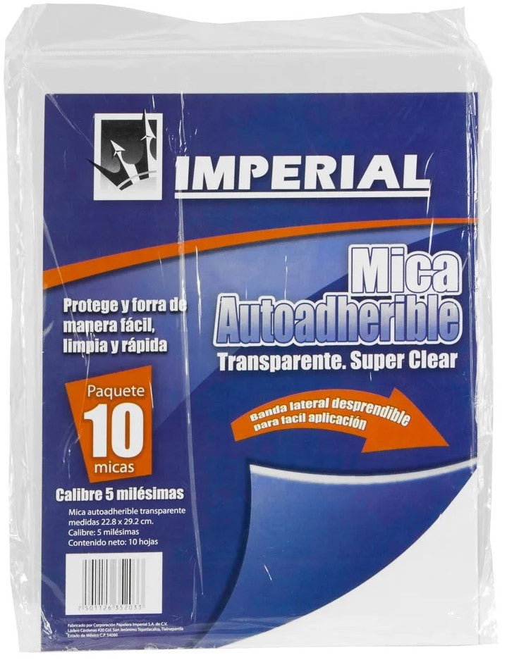 Mica Protectora Adhesivo Autoadherible Calible 5 c/10 Transparente Carta Imperial® 5203 [Bolsa] 7501126352033