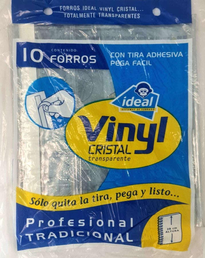 Forro p/Cuaderno Vinyl Profesional Tradi.c/Adhes c/10 Trasparente 28cm Ideal® 4015 [Bolsa] 7501082140156