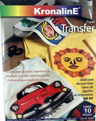 Papel Transfer p/Planchar c/10 Telas Claras Carta KronalinE® TR300 [Paquete] 792949053000