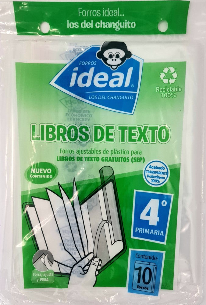 Forro p/Libros Calibre 300 c/10 4ºAño Polietileno Ideal® 5570 Bolsa 7501082155778 01