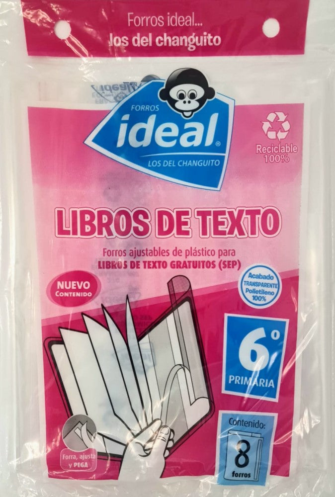 Forro p/Libros Calibre 300 c/8 6ºAño Polietileno Ideal® 5572 Bolsa 7501082155792 01