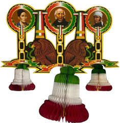 Adorno Fiestas Patrias Campana Triple c/Héroes 1p Tricolor 31×36cm Papel Picado® C019 [Pieza]