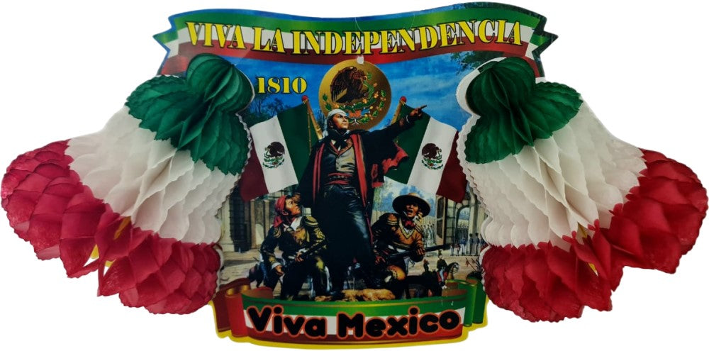 Adorno Fiestas Patrias Campana Triple c/Héroes 1p Tricolor 31×36cm Papel Picado® C019 [Pieza] 2