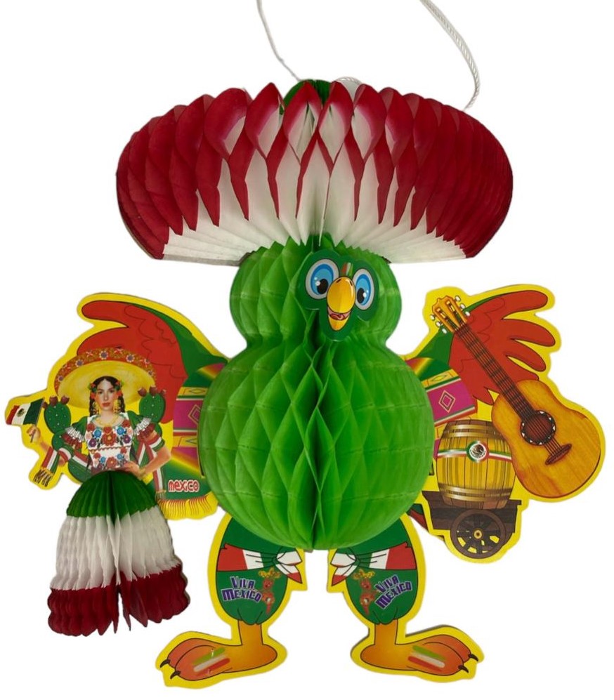 Adorno Fiestas Patrias Perico #2 22x24cm Papel China PapelChina Papel Picado® P044 [Pieza]