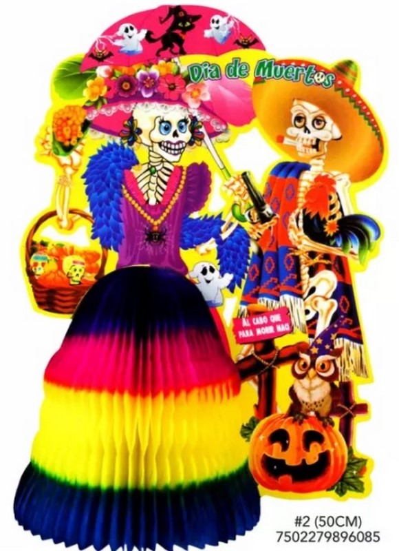 Adorno Día de Muertos Catrina Sola c/Somb 37cm 1p PapelChina Papel Picado® CAT429 Pieza