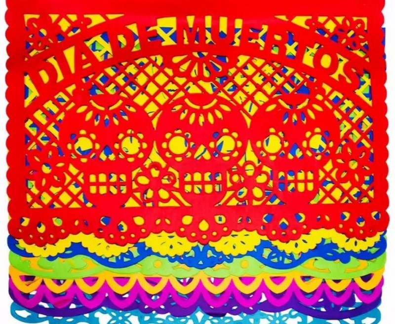 Adorno Día de Muertos Papel China Picado ½ Colores 48×35cm Papel Picado® Hoja 7502286576345 02