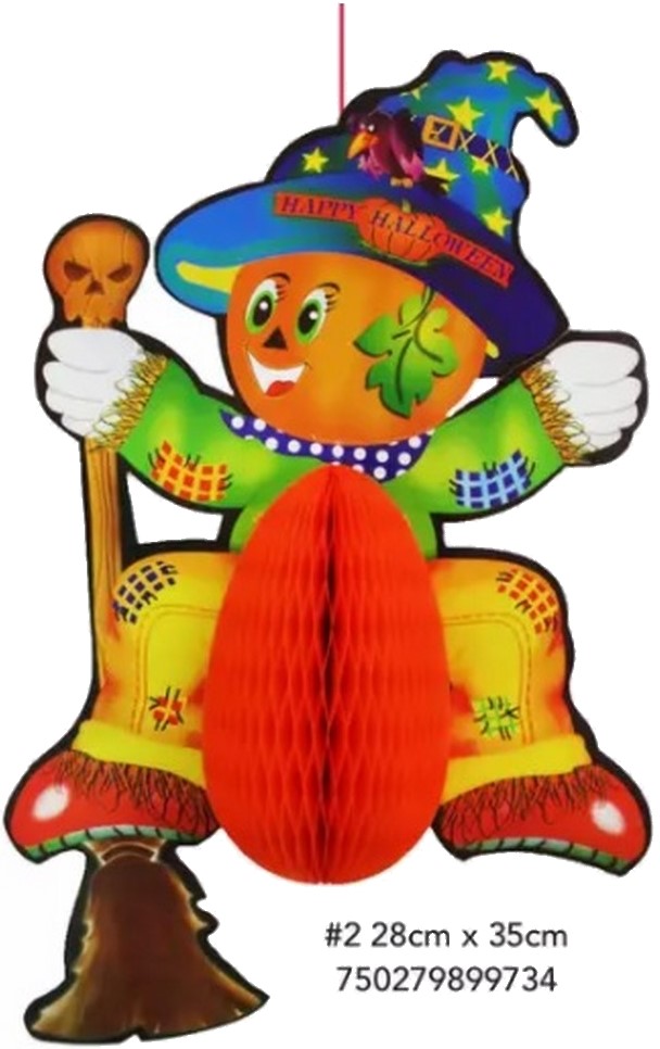Adorno Halloween Calabazo c/Capa y Escoba 1p PapelChina Papel Picado® CAL488 [Pieza]