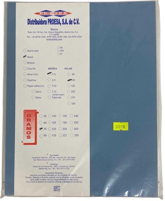 Papel Bond Color Pop-Set c/100 Colores (5) Carta Proesa® [Cien hojas] 2